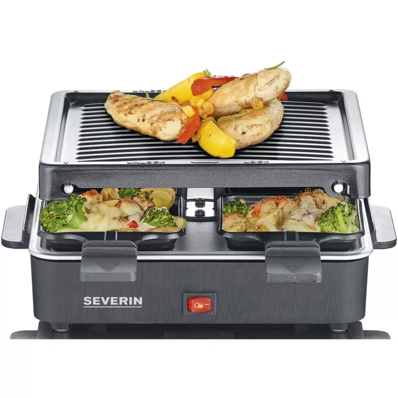 Severin Mini Raclette Grilis su 4 Mažomis Nelimpančiomis Keptuvėmis 600 W