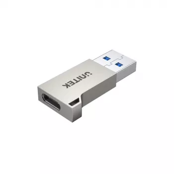 USB lyties keitiklis Unitek A1034NI, sidabrinis, USB 2.0/3.2 Gen1, iki 5 Gbit/s, cinko korpusas, 36×16,7×5,7 mm