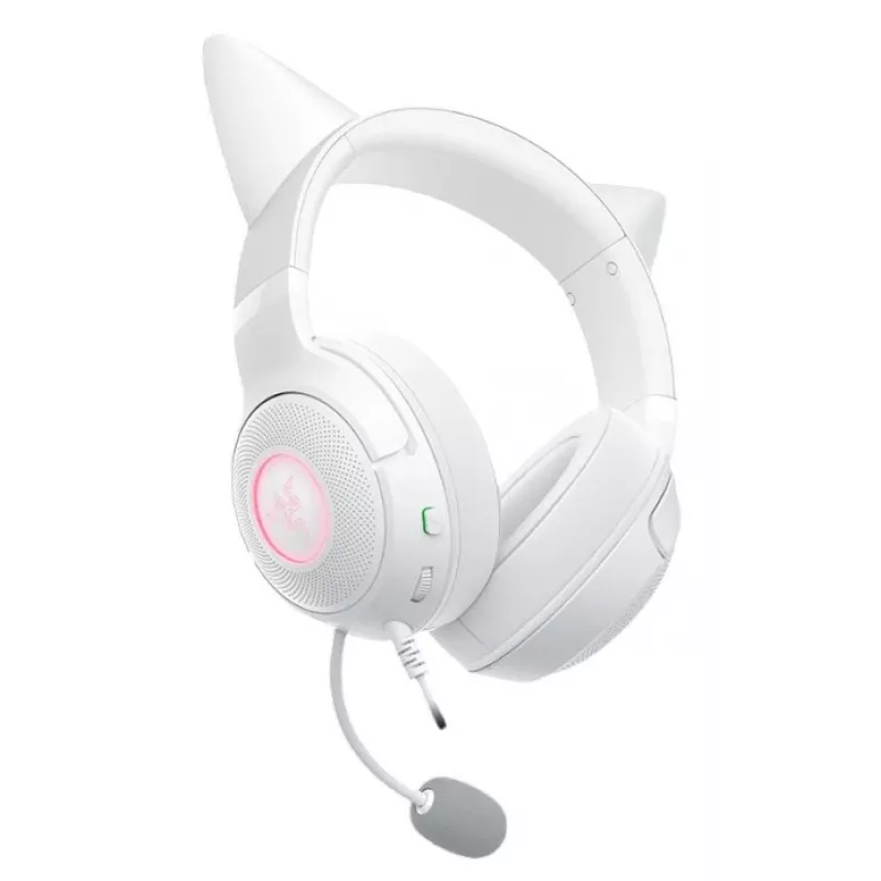 Ausinės „Razer Kraken Kitty V2“ laidinės USB Type-A baltos – uždedamos, lankeliu, 20–20000 Hz, 2 m kabelis