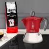 Moka puodas Bialetti Moka Induction 0.1 L raudonas sidabrinis