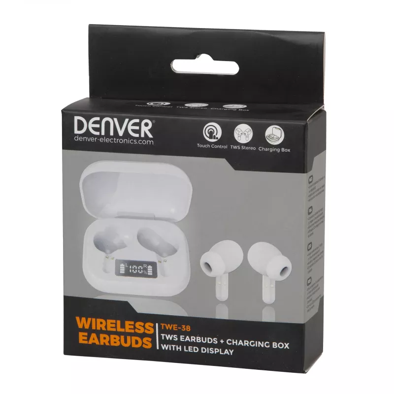 Denver TWS TWE-38 White belaidės ausinės