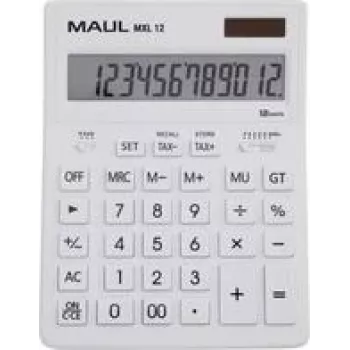 Maul MXL 12 stalinis skaičiuotuvas baltas Ekrano skaitmenys: 12 maitinamas baterija, saulės energija (P x A x G) 155 x 205 x 35 mm (7267002)