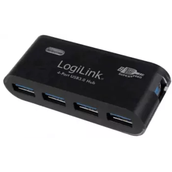 LogiLink USB 3.0 4x USB 3.0 šakotuvas, 5000 Mbit/s, 5 V, 107 mm × 200 mm × 101 mm (UA0170)