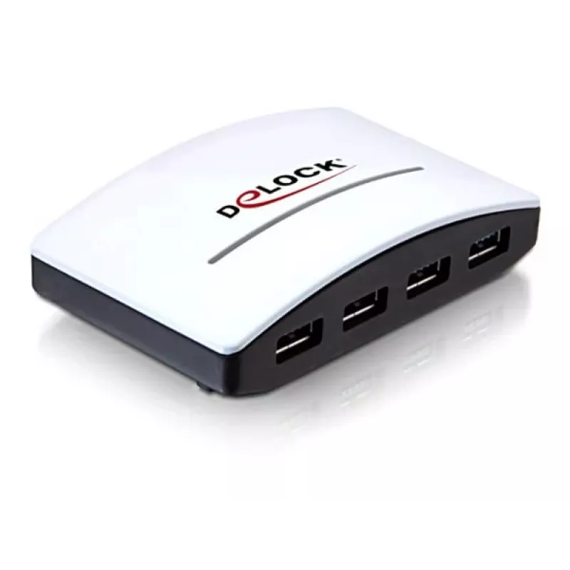 USB šakotuvas DeLOCK 4 portai 5000 Mbit/s Juoda Balta
