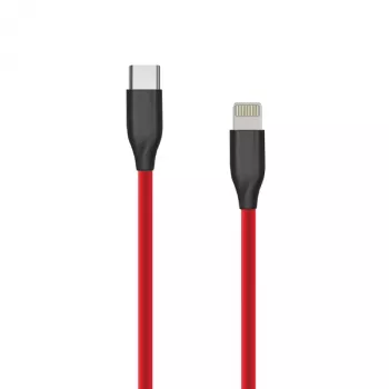 USB Type-C – Lightning silikoninis laidas, 2m (raudona)