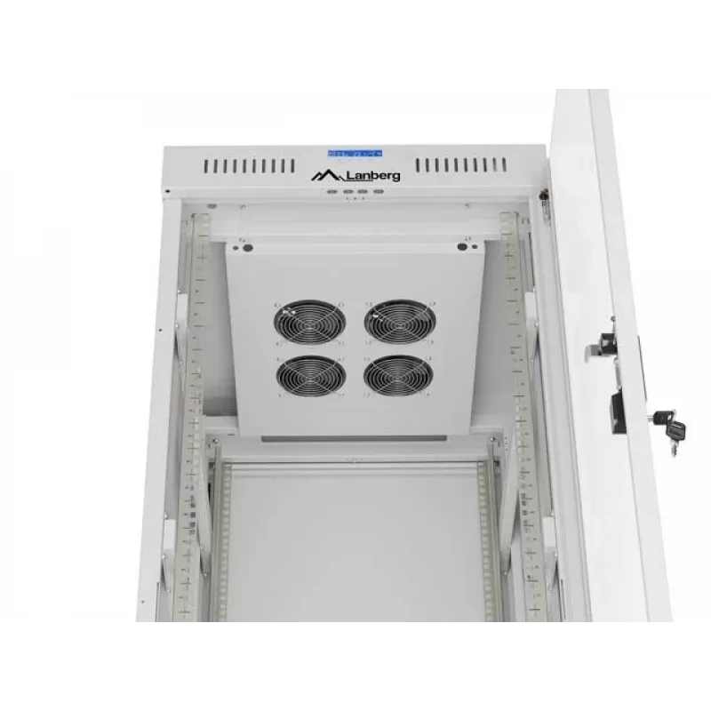 19 colių 32U LANBERG stovimas serverio spintos korpusas 600×800 mm pilkas su stiklinėmis durelėmis ir LCD (Flat Pack)