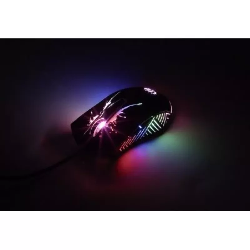 Manhattan žaidimų pelė su LED, laidinė, septyni mygtukai, slinkties ratukas, 7200 dpi, juoda su LED apšvietimu, trejų metų garantija