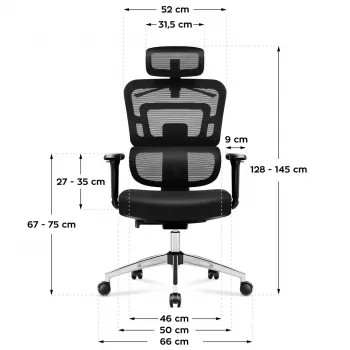 Biuro kėdė mark adler Expert 4.9 model 5701-65776 — tinklinė, reguliuojamas atlošas, juosmens atrama, sėdynė 44–52 cm, maks. apkrova 150 kg