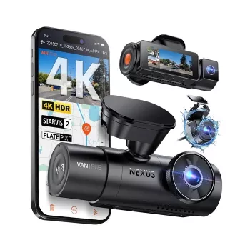 Automobilinis vaizdo registratorius VANTRUE N4 PRO S 3 kanalų (priekis + salonas + galas), 3840x2160, F/1.8, Wi‑Fi, GPS, 3,19 colio ekranas