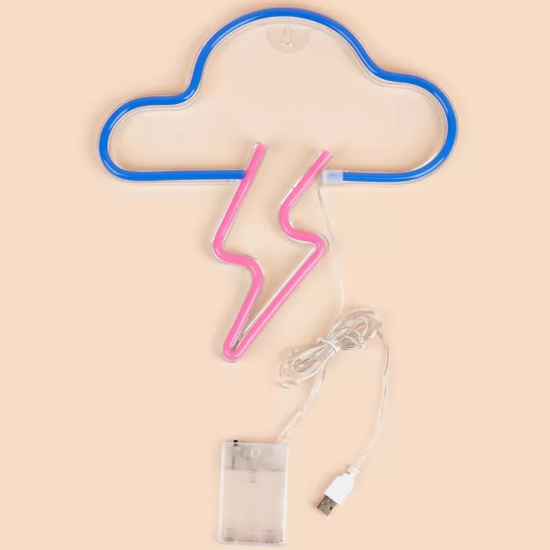 Neoninis LED ženklas MANTA SNL71BL Debesis su žaibu mėlyna-rožinė