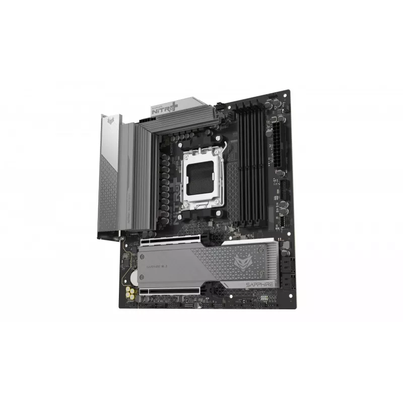 Motininė plokštė Sapphire NITRO+ B850M WIFI — AMD B850, lizdas AM5, micro ATX, DDR5, 4x DIMM, Wi‑Fi 6, 2,5Gb LAN, 2x M.2