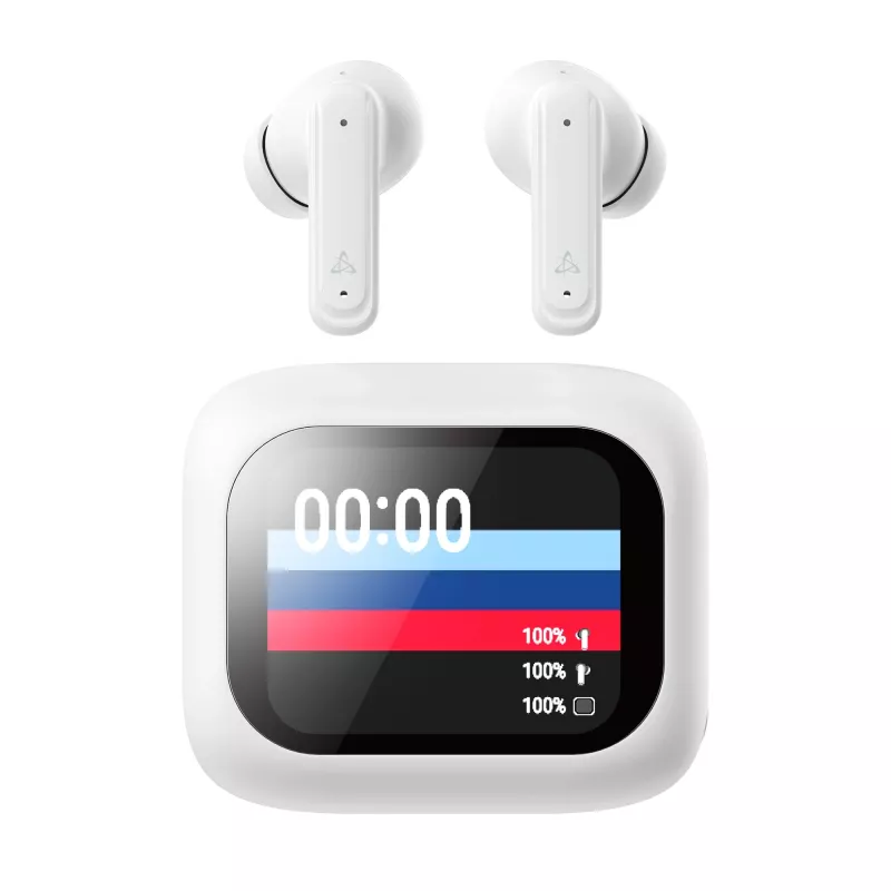 Ausinės SBOX EB-TWS08-W su lietimu ir ekranu, baltos