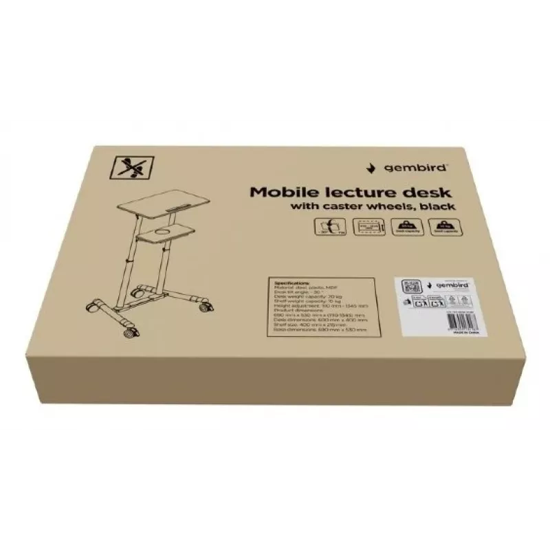 Stovas stovimam darbui Gembird TVS-DESK-01-BK Juodas 20 kg 1110-1345 mm