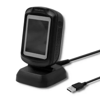 Fiksuotas 1D/2D brūkšninių kodų skaitytuvas QOLTEC 50864, LED jutiklis, USB laidinis, juodas, 145×85×80 mm