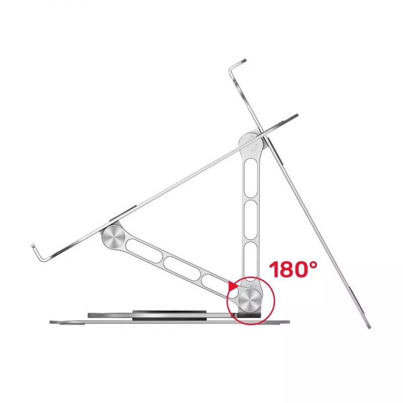 Laptop stovas Unitek OT180SL01 aliuminis 25,4–40,6 cm (10–16 colių) ekranams, 360° sukimas, 0–180° pakreipimas