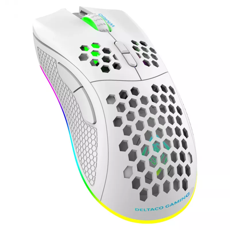Belaidė RF pelė žaidimams Deltaco GAM-120-W, balta, USB Type-C