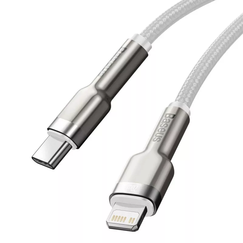 USB-C į Lightning kabelis Baseus Cafule 1 m, 20 W, cinko korpusas, baltas