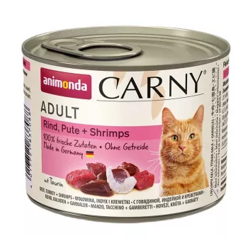 Šlapias kačių ėdalas Animonda Carny jautiena 200 g skardinė, suaugusioms katėms, be sojos ir glitimo