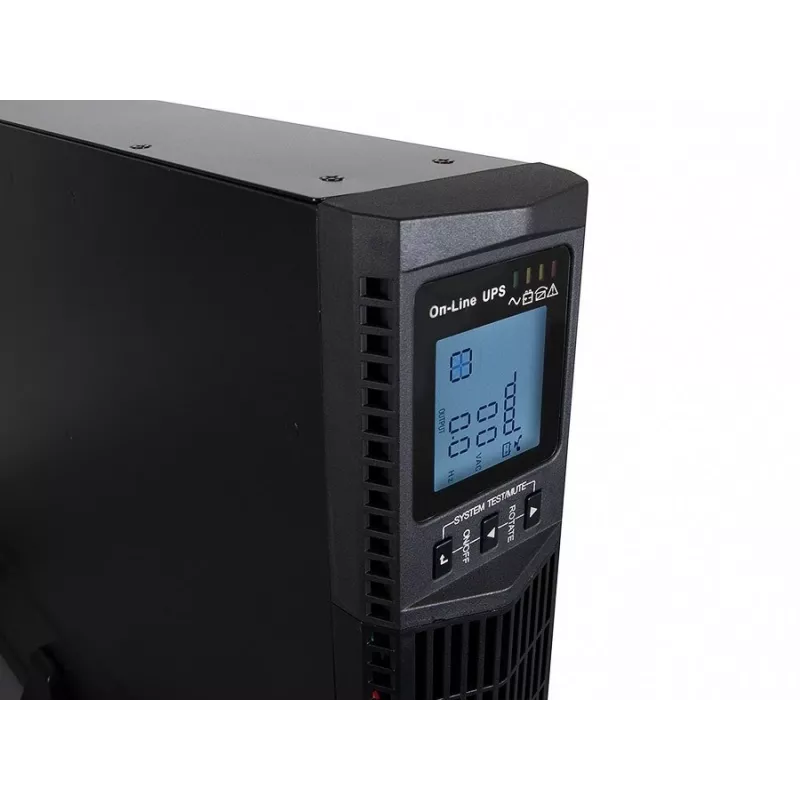 Nepertraukiamo maitinimo šaltinis Green Cell UPS15 — Online dvigubo keitimo 3 kVA (2700 W), 6 AC lizdų, gryno sinuso, LCD, bokštas, 6×12V/9Ah baterijos