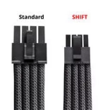 CableMod C-Series Pro ModMesh 12V-2x6 laidas, 90° jungtis, Corsair Type 5 RMx Shift maitinimo šaltiniams - anglies spalva, 65 cm