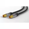 Goobay TV antenos laidas (135 dB tipas), 4x ekranuotas, 2 m, juodas – auksuotas, Koax lizdas > Koax kištukas (70367)