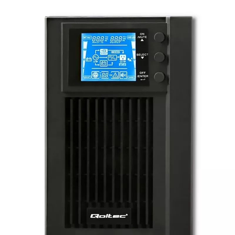 Qoltec 53042 nepertraukiamo maitinimo šaltinis (UPS) Dvigubo keitimo (Online) 1 kVA 800 W 2 AC lizdai
