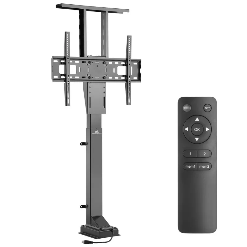 Maclean MC-866 elektrinis televizoriaus pakeliamasis laikiklis 37-65 colių (94-165,1 cm), nuotolinis valdymas, VESA iki 600×400, apkrova iki 50 kg, juodas