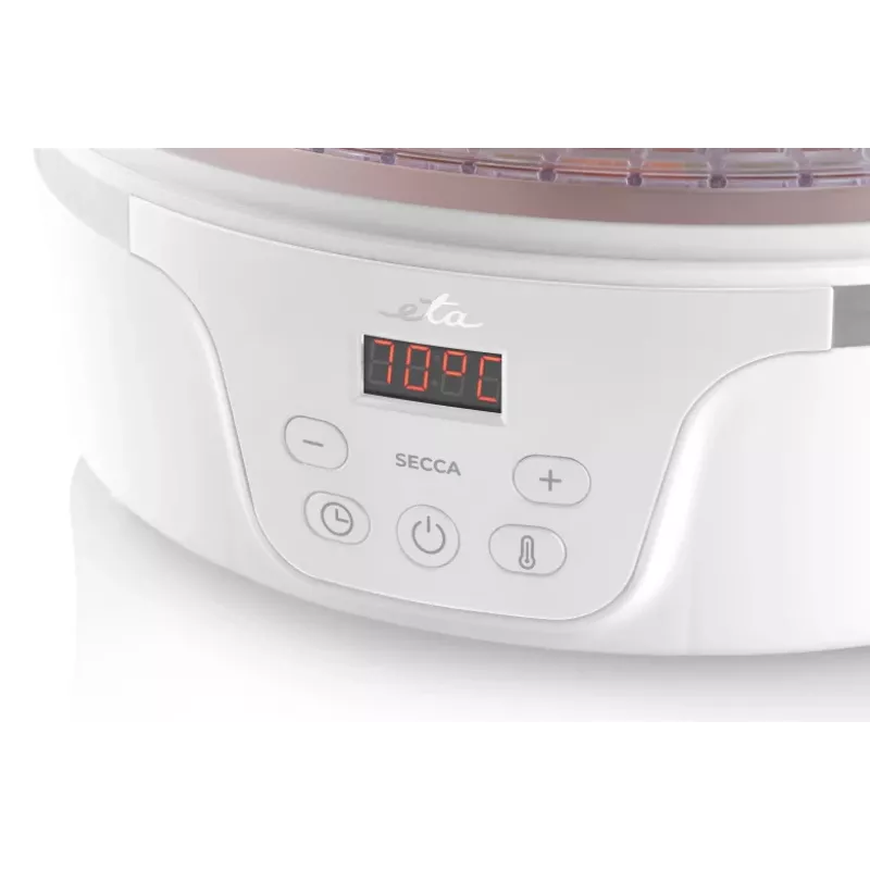 Džiovintuvas maistui ETA Secca balta permatoma 380 W, LED ekranas, 24 h laikmatis, 300×300×220 mm