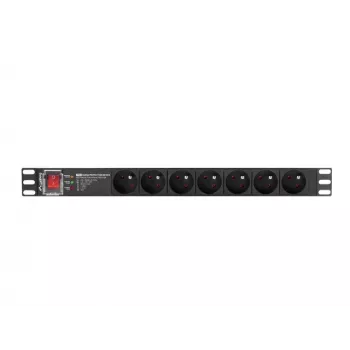 Lanberg PDU-PRO-07E-0200-BK perjungiamas maitinimo skirstytuvas 1U, 6x E tipo lizdai, 2 m kabelis