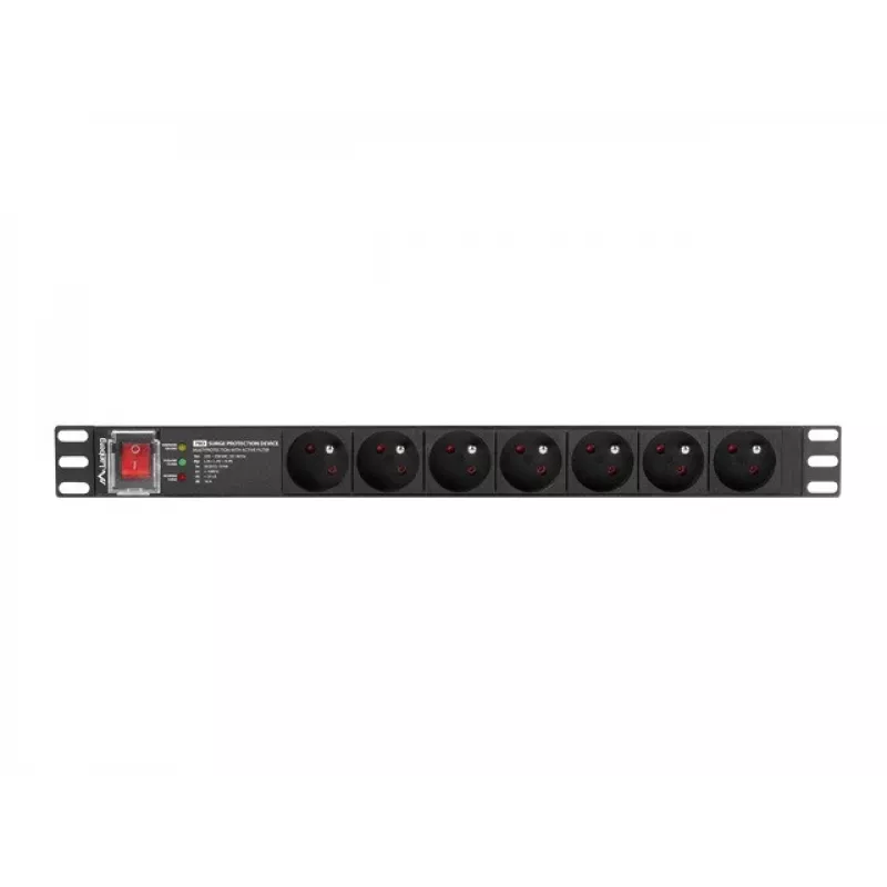 Lanberg PDU-PRO-07E-0200-BK perjungiamas maitinimo skirstytuvas 1U, 6x E tipo lizdai, 2 m kabelis