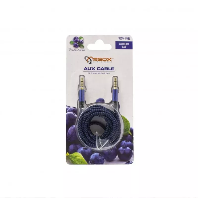 Sbox 3535-1.5BL AUX kabelis 3.5mm į 3.5mm mėlynas