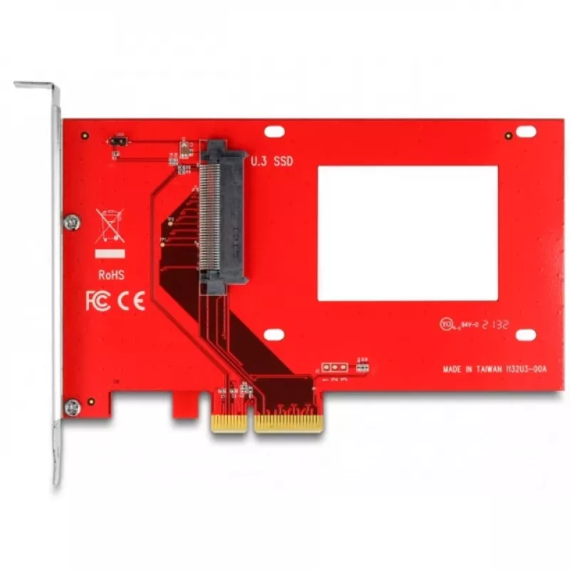 DeLOCK PCI Express x4 kortelė iki 1 x vidinio U.3 raudona sidabrinė