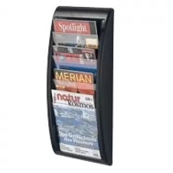 Sieninis prospektų laikiklis Paperflow Wand-Prospekthalter A4 aukštas, 4 skyriai, antracitas