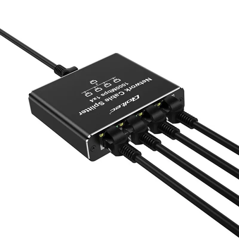 Ethernet mini jungiklis QOLTEC 52293 1x4 RJ45, 1 įėjimas 4 išėjimai, nevaldomas tinklo skirstytuvas