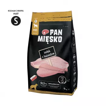Sausas šunų ėdalas Pan Miesko Kalakutiena su Fazanu S 9 kg — Suaugę maži šunys, Vieno gyvūninio baltymo, Pilnavertis pašaras