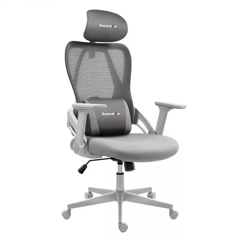Žaidimų kėdė Huzaro Combat 2.7 – ergonomiškas audalinis žaidimų fotelis, pilka, tinklinė atlošas, reguliuojamas aukštis, pakreipimo mechanizmas, 120 kg max