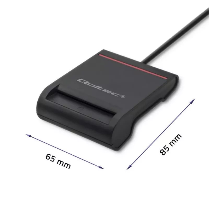 Kortelių skaitytuvas QOLTEC Smart chip ID card scanner USB, juodas, 84,5×65×16 mm, 63 g