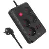 Maitinimo blokas MACLEAN MCE392 B — 4 lizdai, 3×USB, 110–240V, 2.1A, 2500W, 1,5 m laidas, juodas