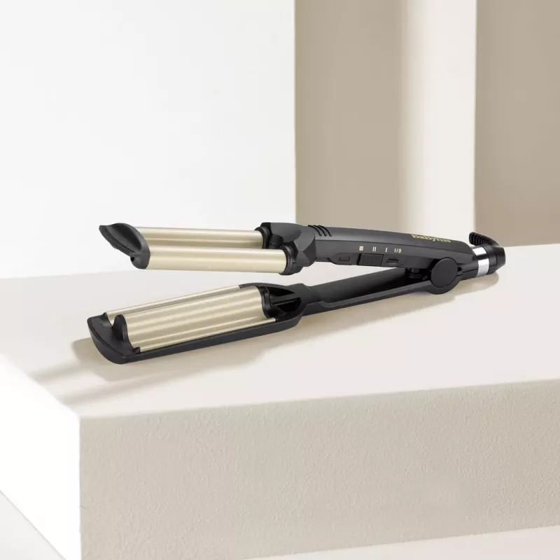 BaByliss C260E EasyWaves tekstūravimo lygintuvas, šiltai juodas, sidabrinis, 70.9 cm (1.8 m)