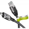 Ethernet kabelis USB-C 3.2 Gen2 kištukas > RJ-45 kištukas, LAN adapteris juodas/sidabrinis, 2 m, pintas tekstilinis apvalkalas