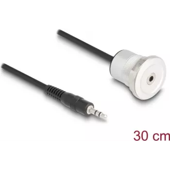 Audio kabelis DeLOCK 88188 0,3 m 3,5 mm lizdas – kištukas juodas sidabrinis