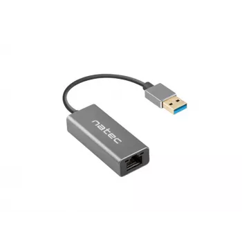 USB šakotuvas NATEC Cricket USB 3.2 Gen 1 Type-A su RJ-45 Ethernet 1000 Mbit/s, aliuminio korpusas, juodas