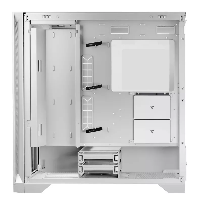 Modecom Volcano Expanse S vidutinio dydžio (Midi Tower) kompiuterio korpusas, ATX/micro-ATX/mini-ITX, grūdintas stiklas, USB-C, vaizdo plokštė iki 430 mm, baltas