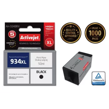 Activejet AH-934BRX rašalas (HP 934XL C2P23AE pakaitalas; Premium; 50 ml; juoda)