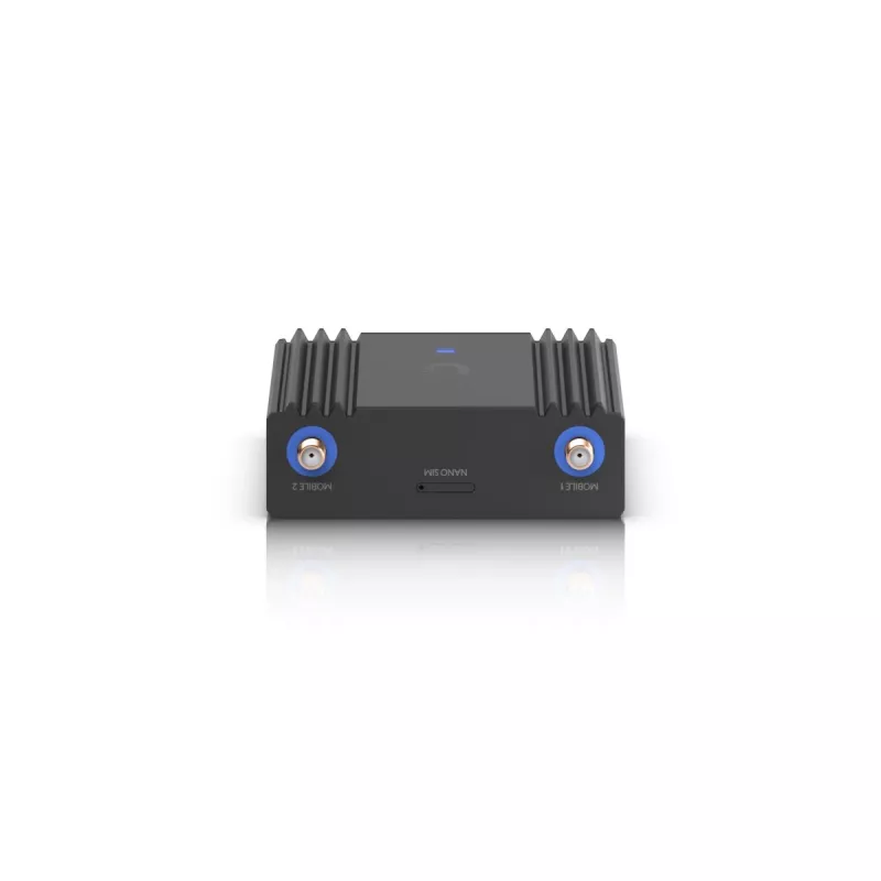 Maršrutizatorius koriniam tinklui Ubiquiti UMR-Ultra – 4G LTE, NanoSIM, 2,4 GHz Wi‑Fi (802.11g), 2x RJ‑45, 3 išorinės SMA antenos, 5–30 V DC