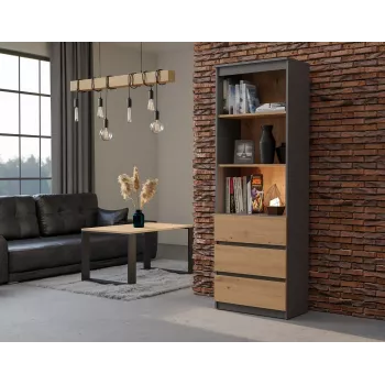 Biuro spintelė knygoms top e shop RS-60 ANT/ART KPL — 3 lentynos, medžio drožlių plokštė, 600×350×1800 mm