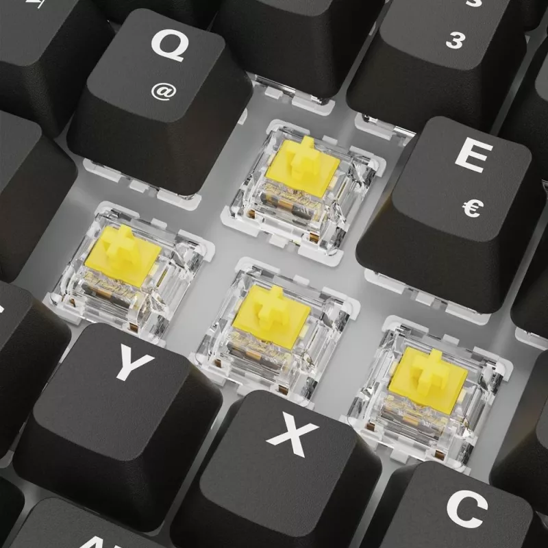 Mechaninė žaidimų klaviatūra Sharkoon Skiller SGK50S3 PBT Black Yellow RGB