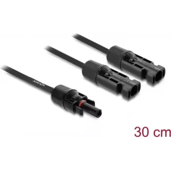 DELOCK saulės skirstymo laidas 2x kištukas į 1x lizdas 30 cm juodas (89298)