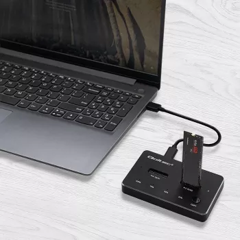 Qoltec 52274 M.2 SSD diskų dokavimo stotelė | NVMe | SATA | USB-C | DVIEJŲ 2 x 2TB