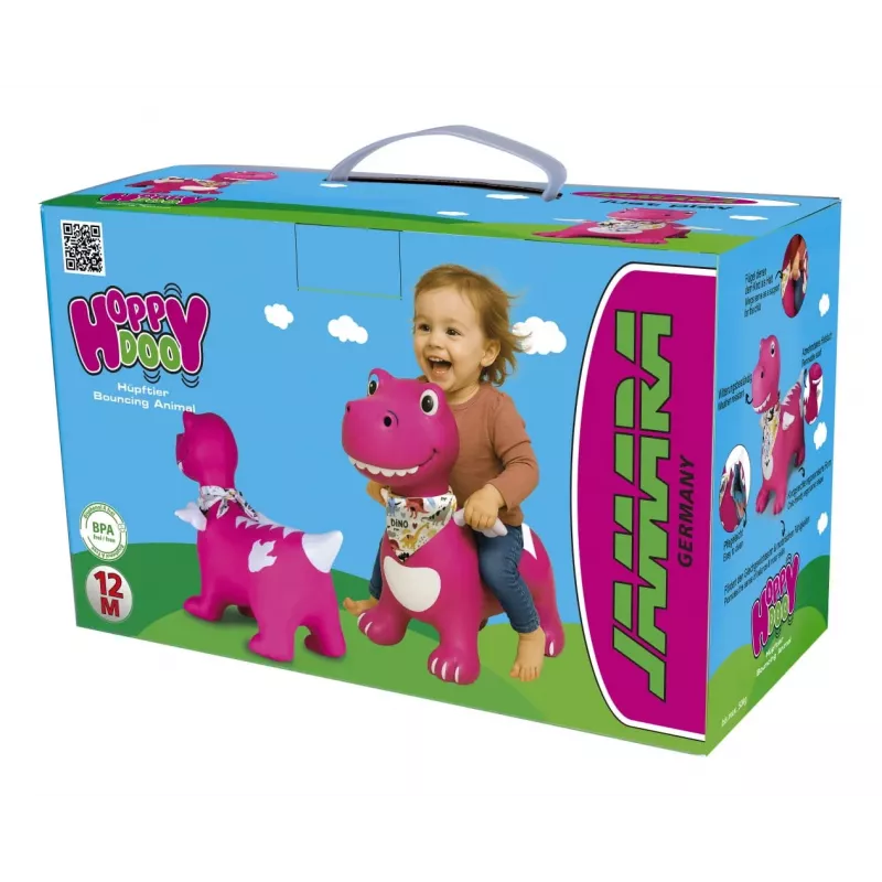 Pripučiamas šokinėjantis žaislas Jamara HoppyDoo Dino su sparneliais rožinis su pompa 466008